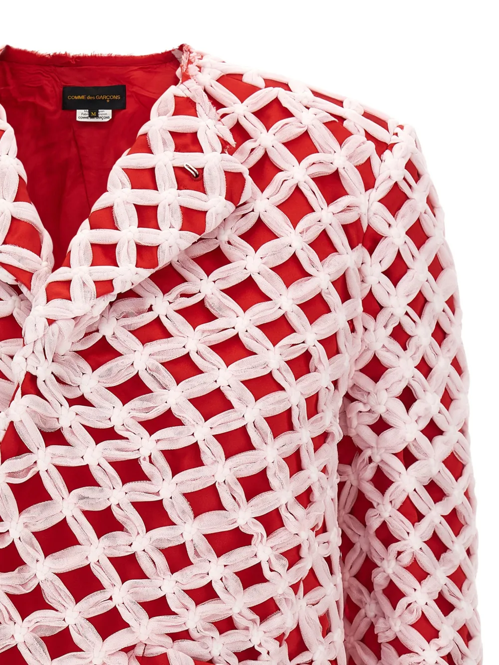 Comme Des Garçons Asymmetrische blazer met tulen weving Rood