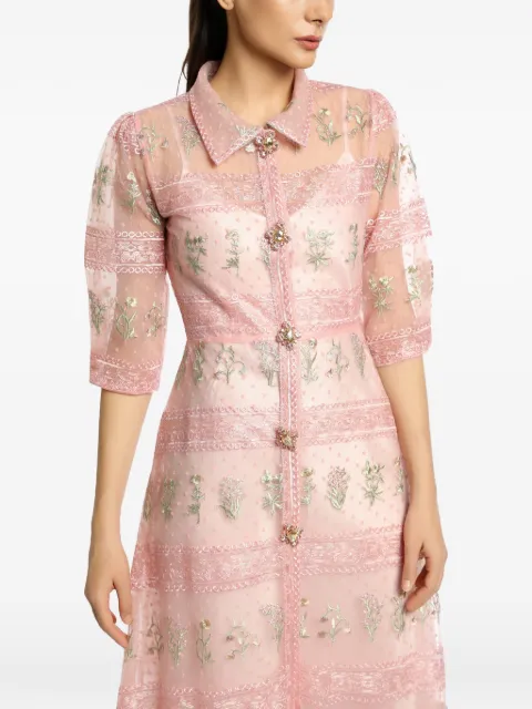 MIAU by Clara Rotescu Shula floral-embroidered tiered dress