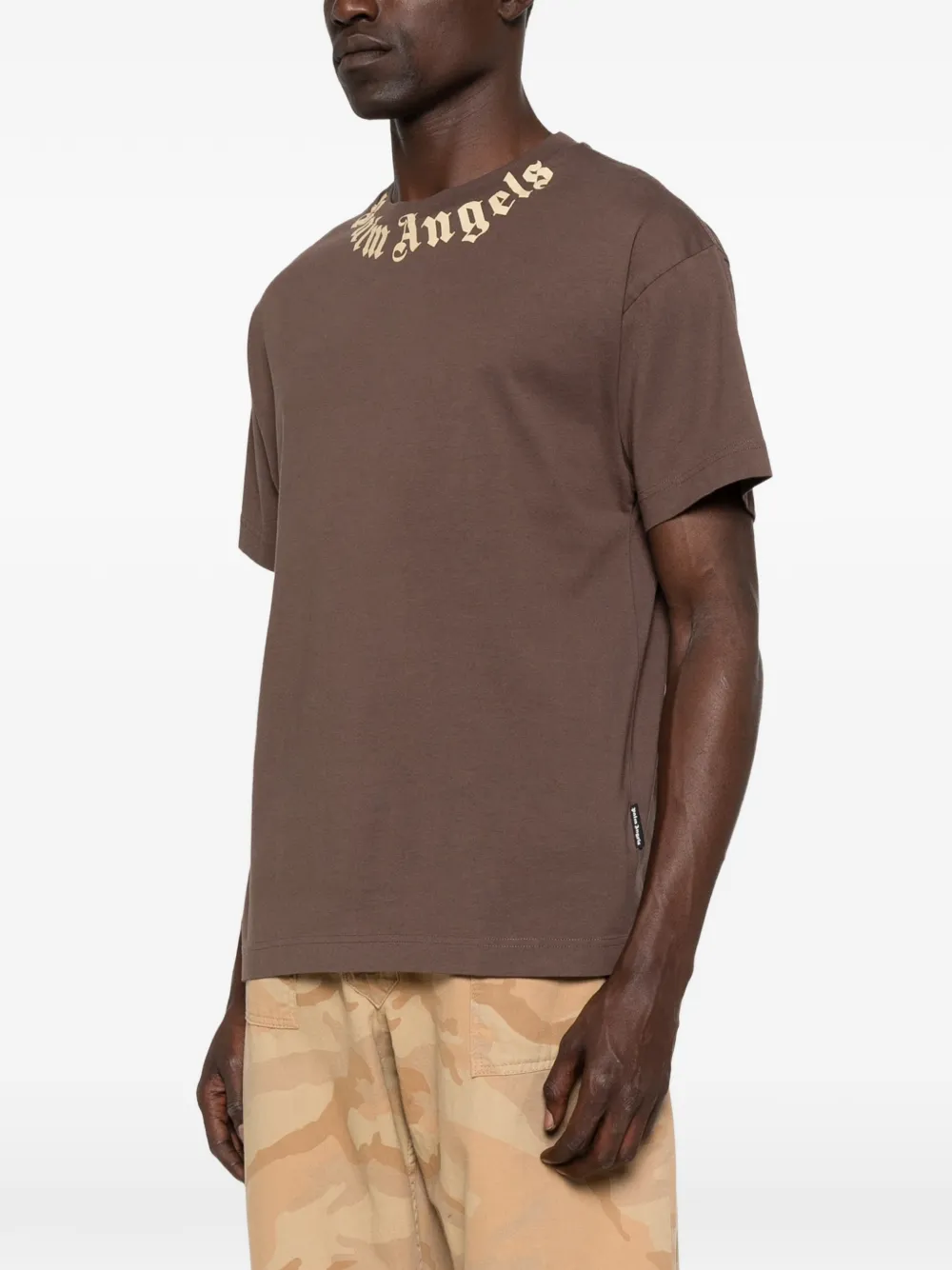Palm Angels T-shirt met logoprint Bruin