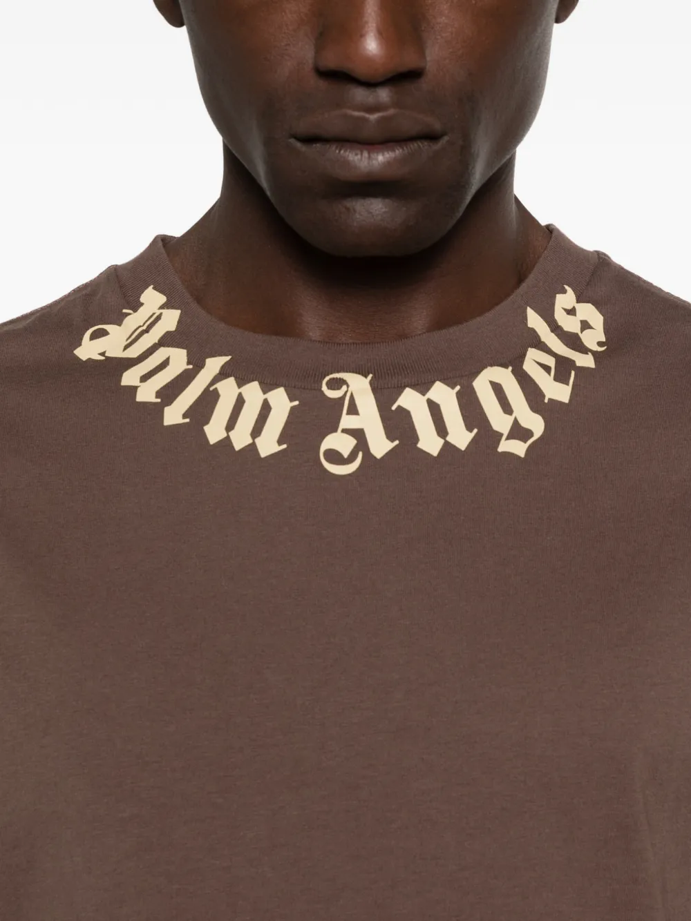 Palm Angels T-shirt met logoprint Bruin