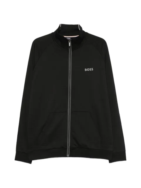 BOSS logo-print zip-fastening sweatshirt