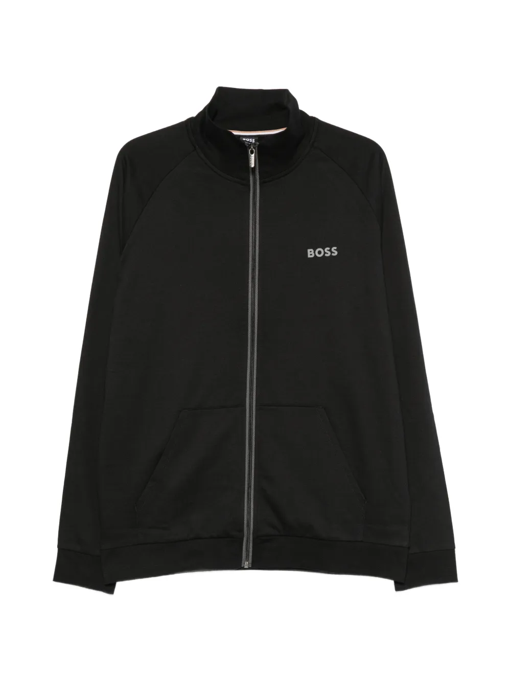 BOSS logo-print zip-fastening sweatshirt - Nero