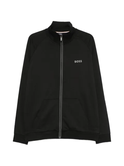 BOSS logo-print zip-fastening sweatshirt