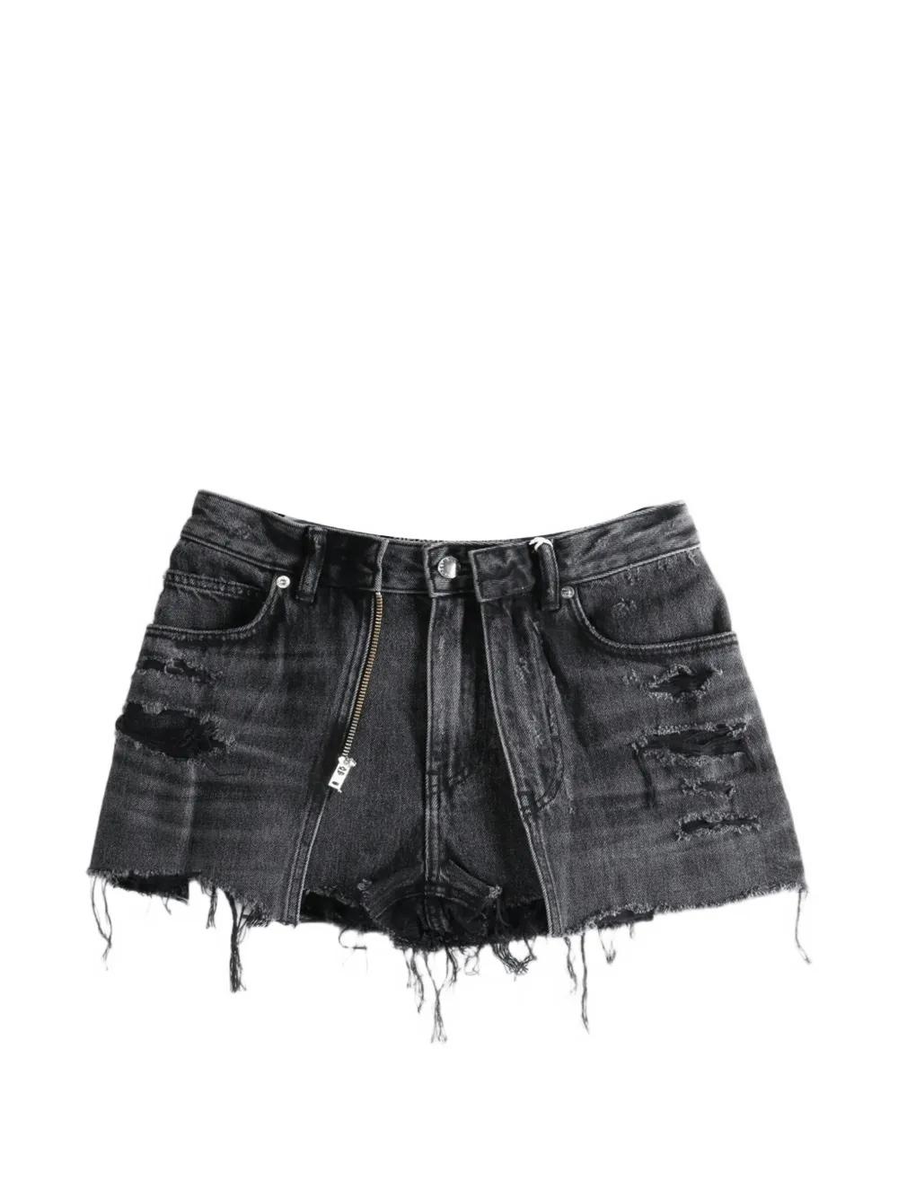 Alexander Wang distressed-effect denim shorts - Grau