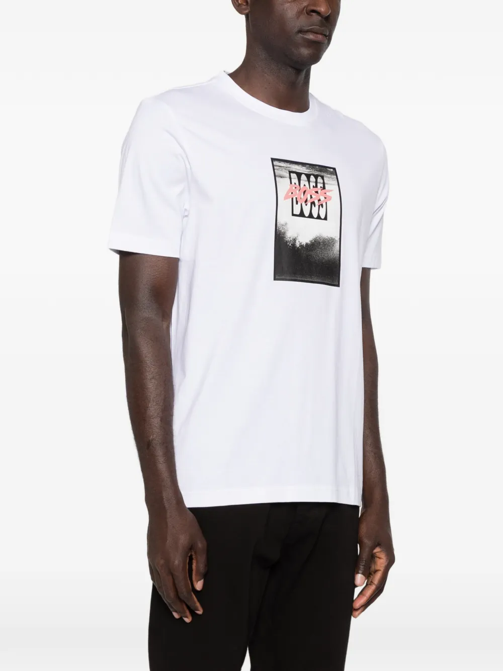 BOSS Katoenen-jersey T-shirt met print Wit