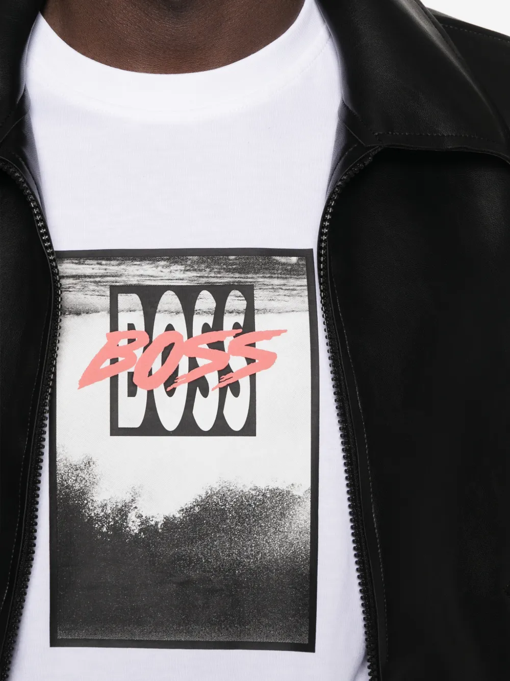 BOSS Katoenen-jersey T-shirt met print Wit