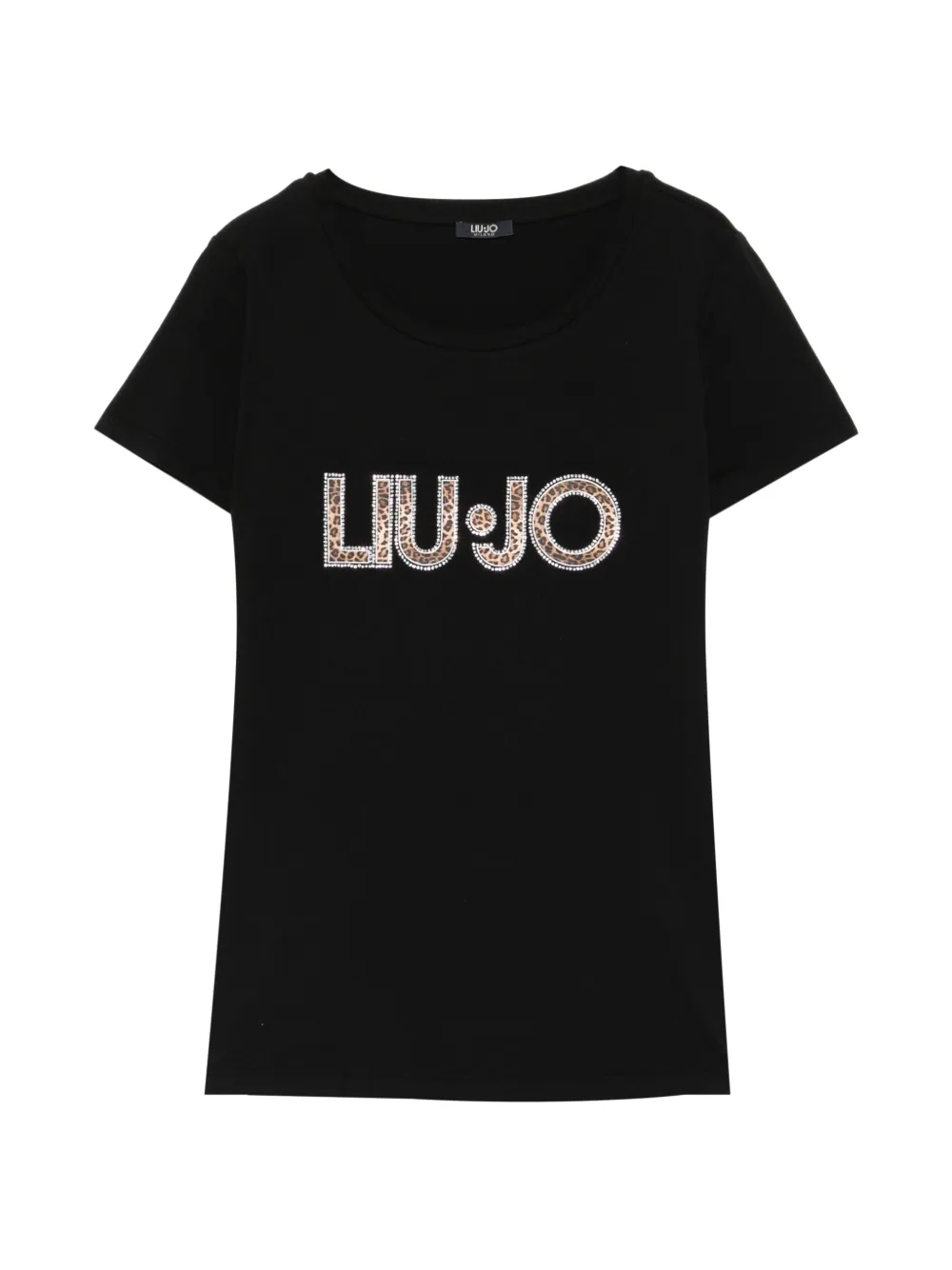 LIU JO leopard-print logo-embellished T-shirt - Nero