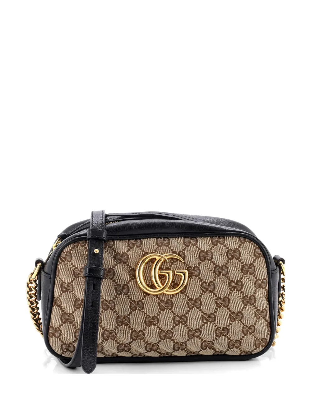 Gucci Pre-Owned GG Marmont Shoulder Bag Diagonal Quilted GG Canvas with Leather Small crossbody bag - Nero
