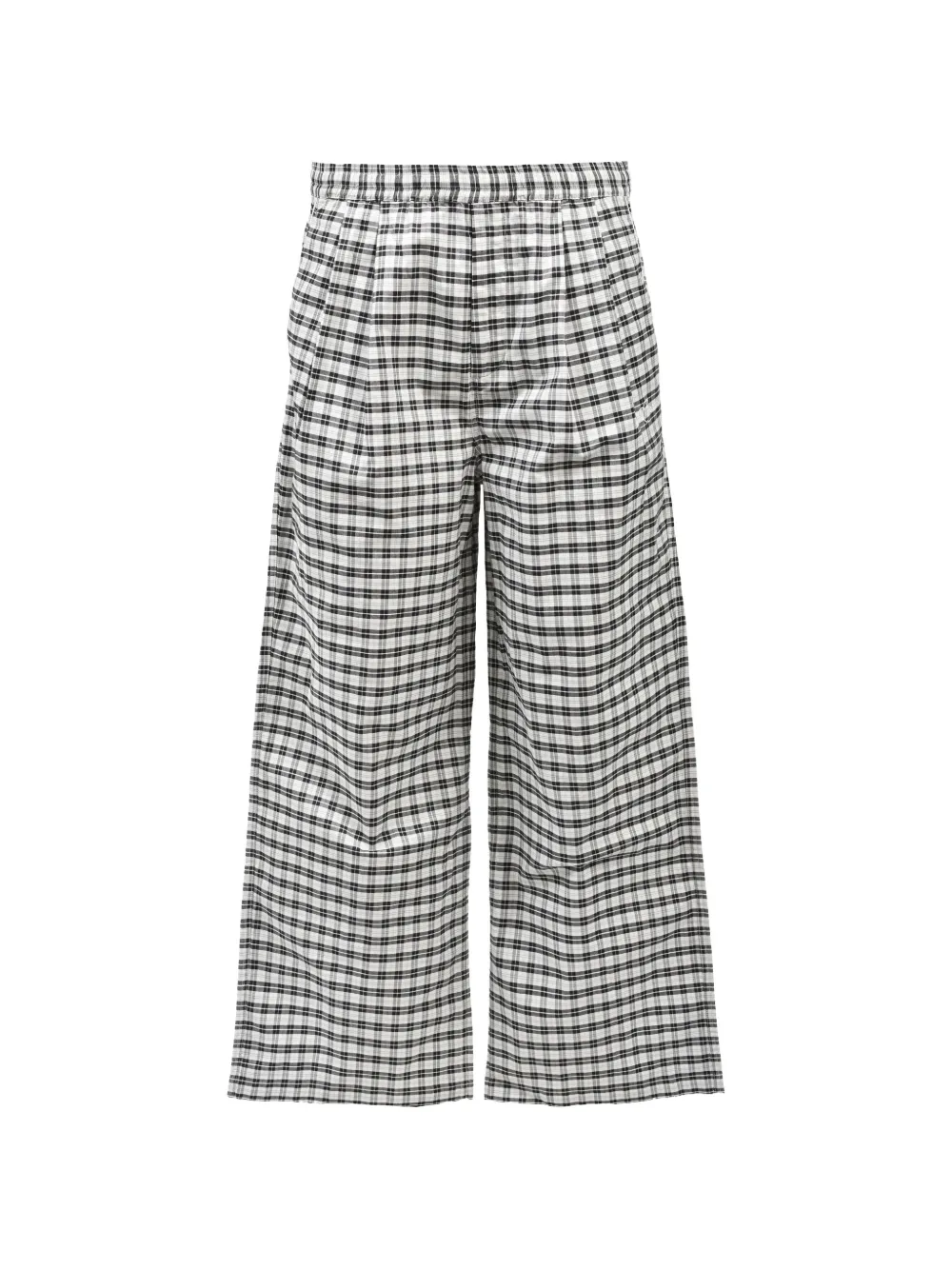 BREATH SCRIPT LOGO check-pattern wide-leg trousers - Weiß
