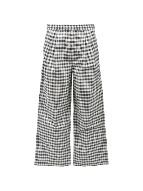 BREATH SCRIPT LOGO check-pattern wide-leg trousers