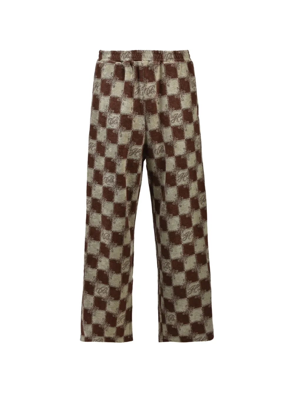 BREATH BLOCK CHECK textured trousers - Marrone