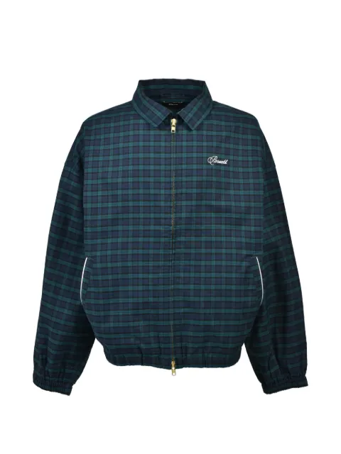 BREATH SCRIPT LOGO check-pattern zip-up jacket