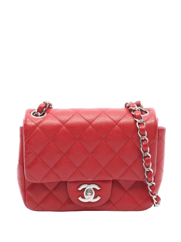 Chanel Pre-owned 2013-2014 CHANEL Mini Matelasse Leather Calfskin (cowhide) Red Used Women Shoulder Bag
