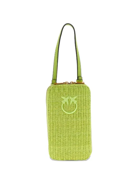 PINKO Love Birds braided raffia smartphone holder