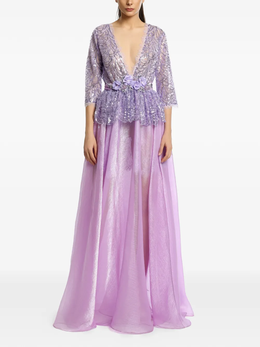 MIAU by Clara Rotescu Ayah sequin-embellished peplum dress - Viola