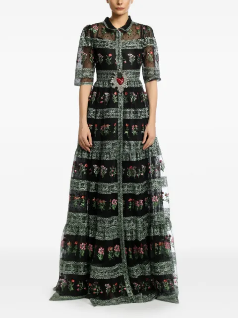 MIAU by Clara Rotescu Eiran floral-embroidered tiered dress