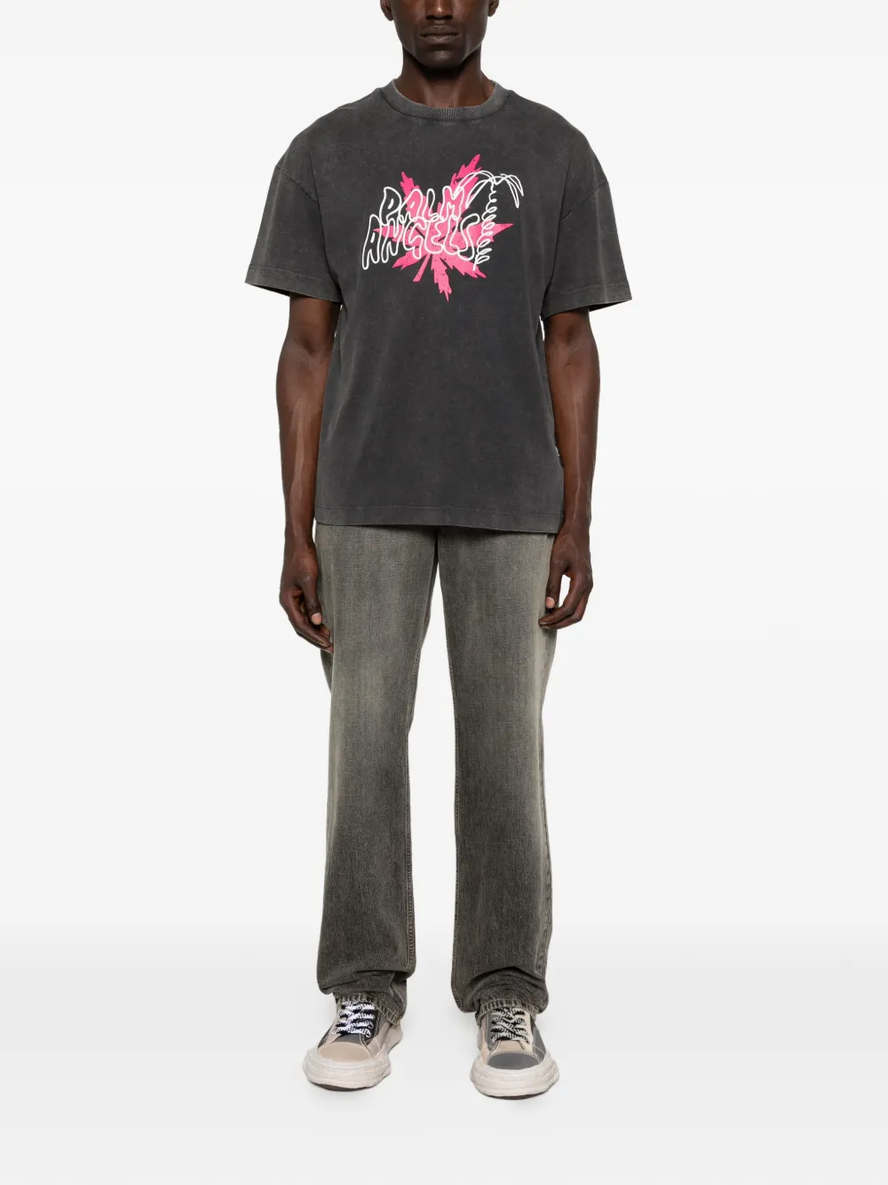 Palm Angels T-shirt met logoprint Grijs