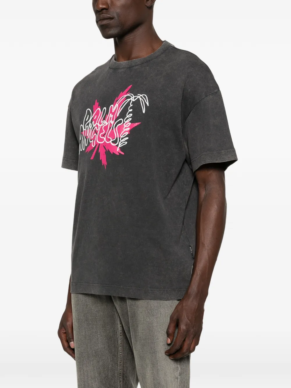 Palm Angels T-shirt met logoprint Grijs