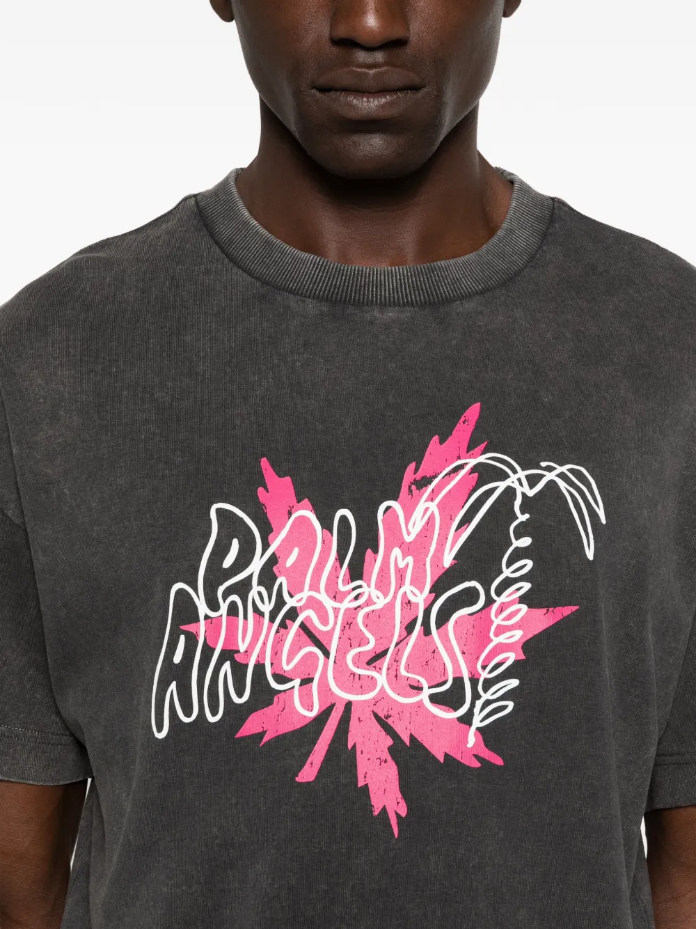 Palm Angels T-shirt met logoprint Grijs