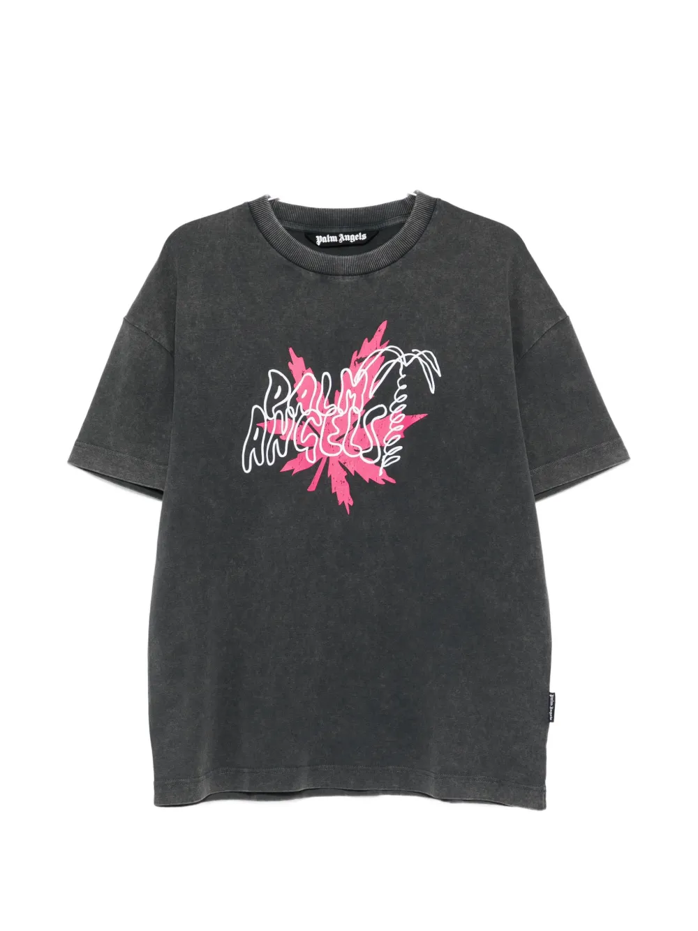 Palm Angels logo-print faded-effect T-shirt - Grigio