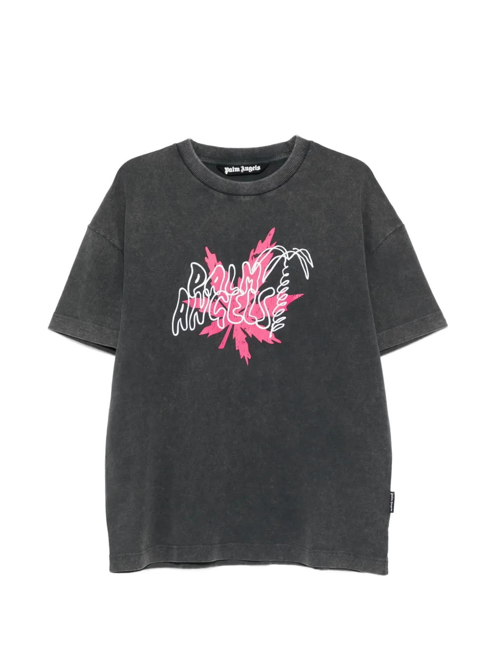 Palm Angels logo-print faded-effect T-shirt - Grigio