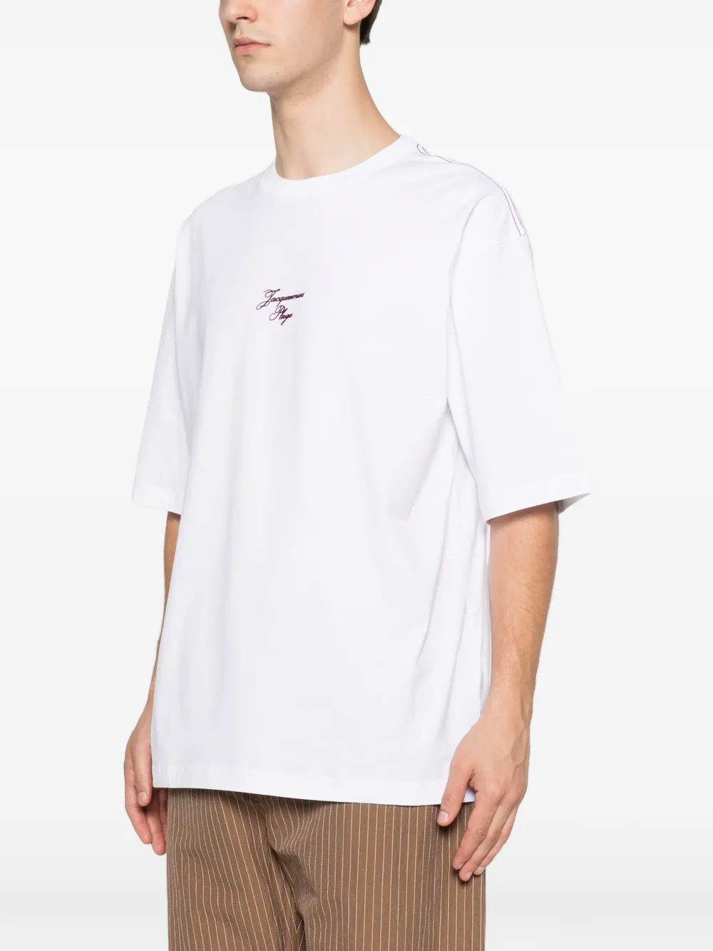 Jacquemus T-shirt met geborduurd logo Wit