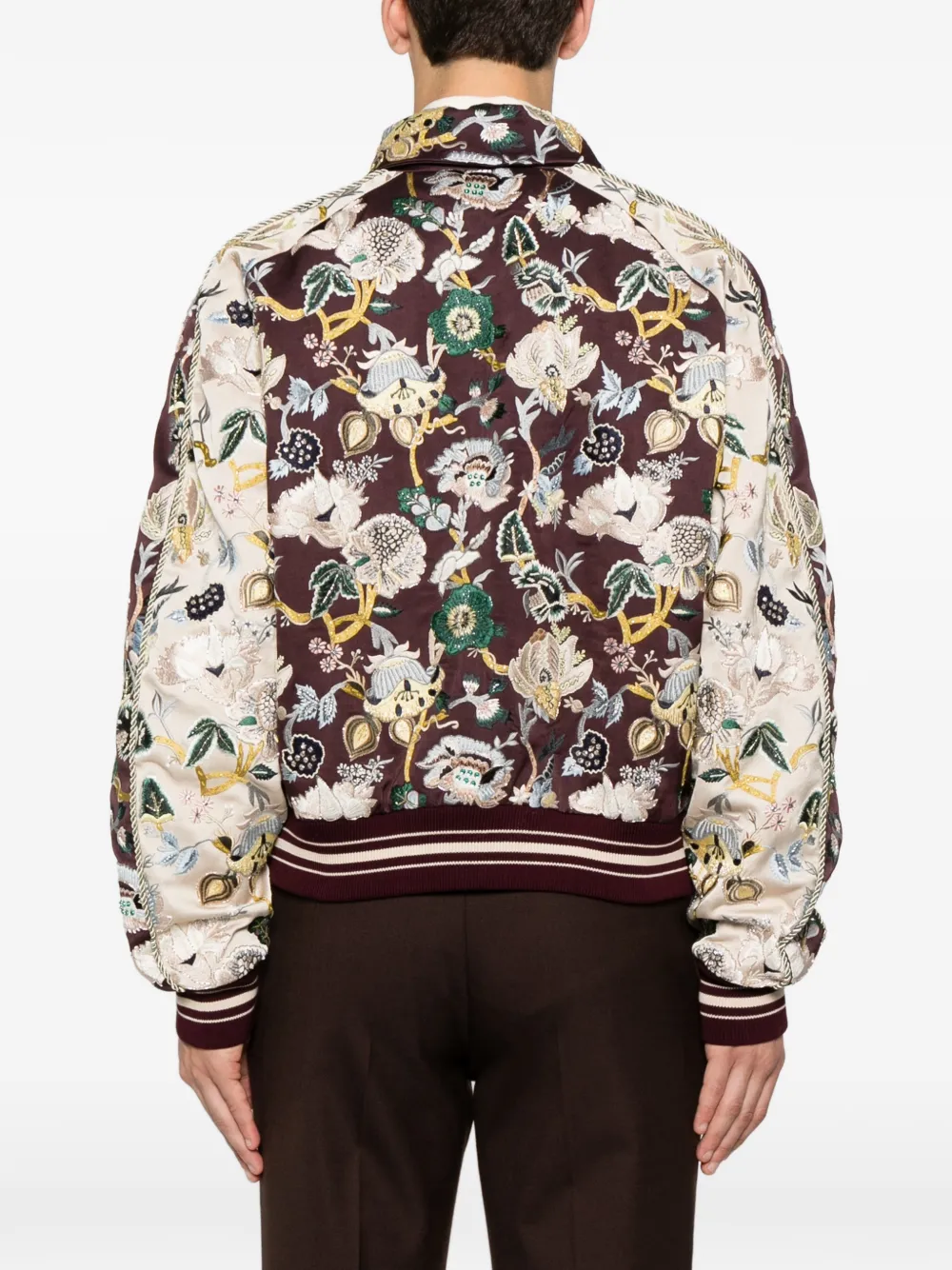 AMIRI Bomberjack met geborduurde bloemen Bruin