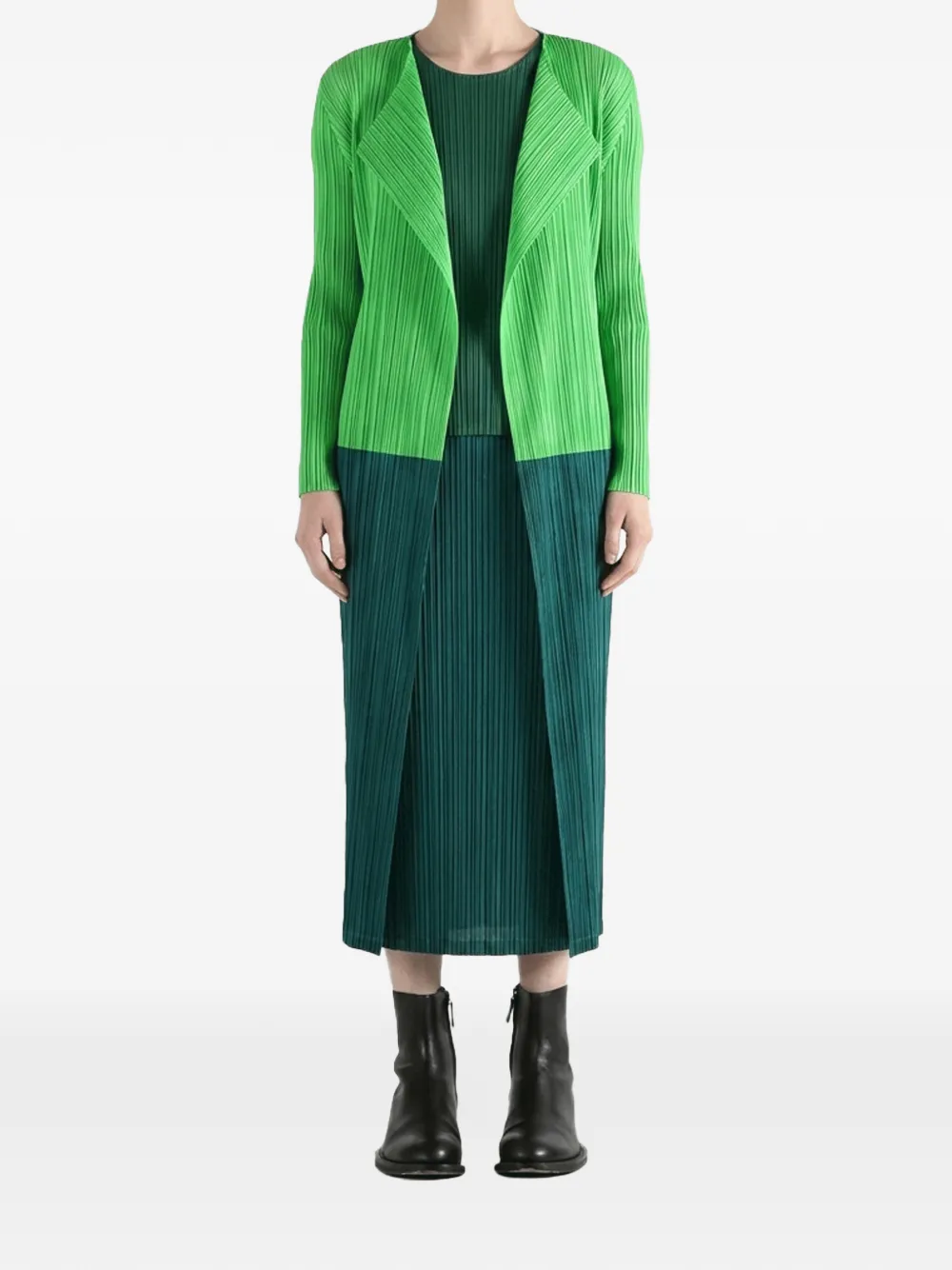 Pleats Please Issey Miyake Swing jas met colourblocking Groen
