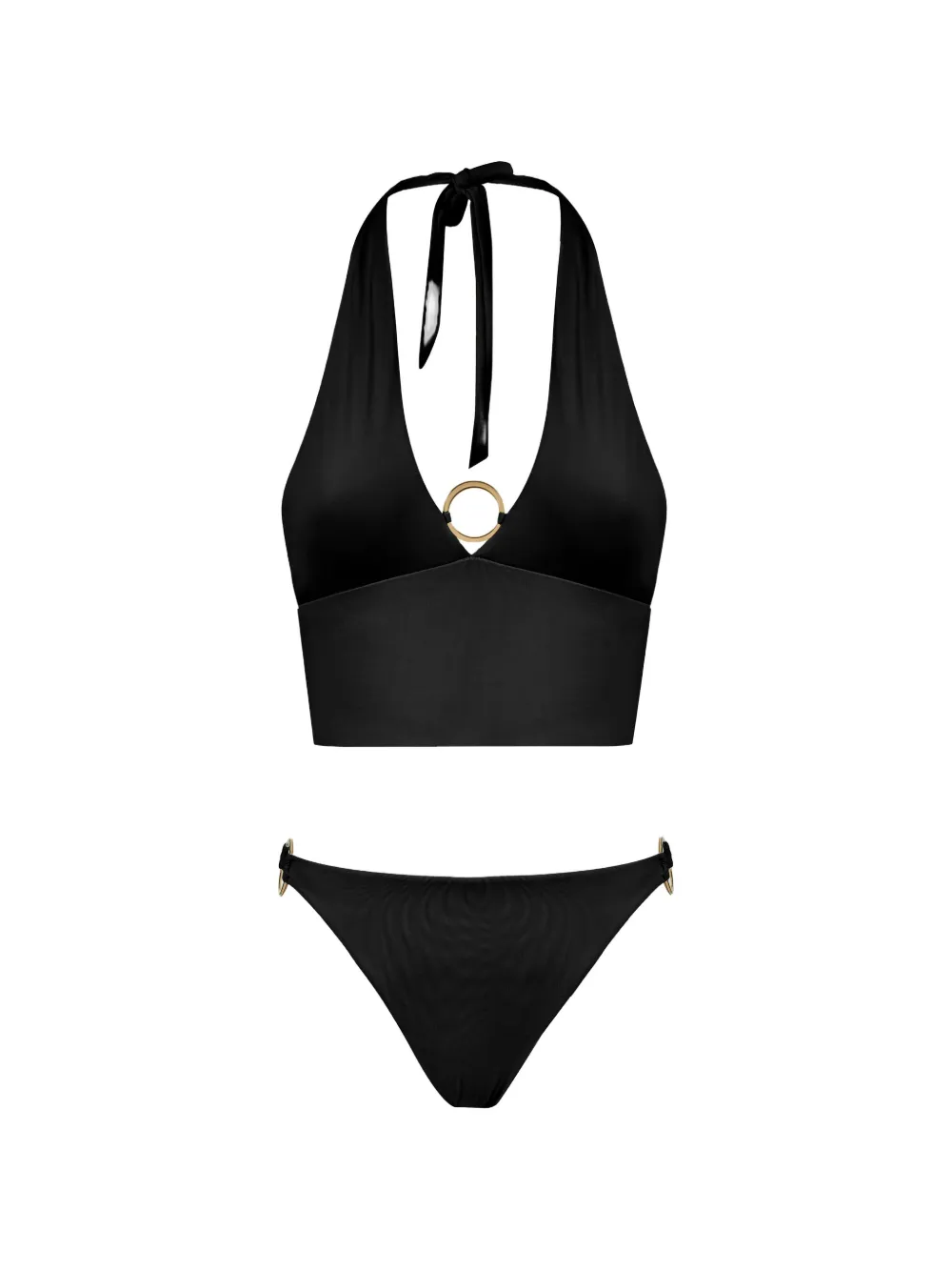 Taller Marmo Crocodile ring-detail bikini - Schwarz