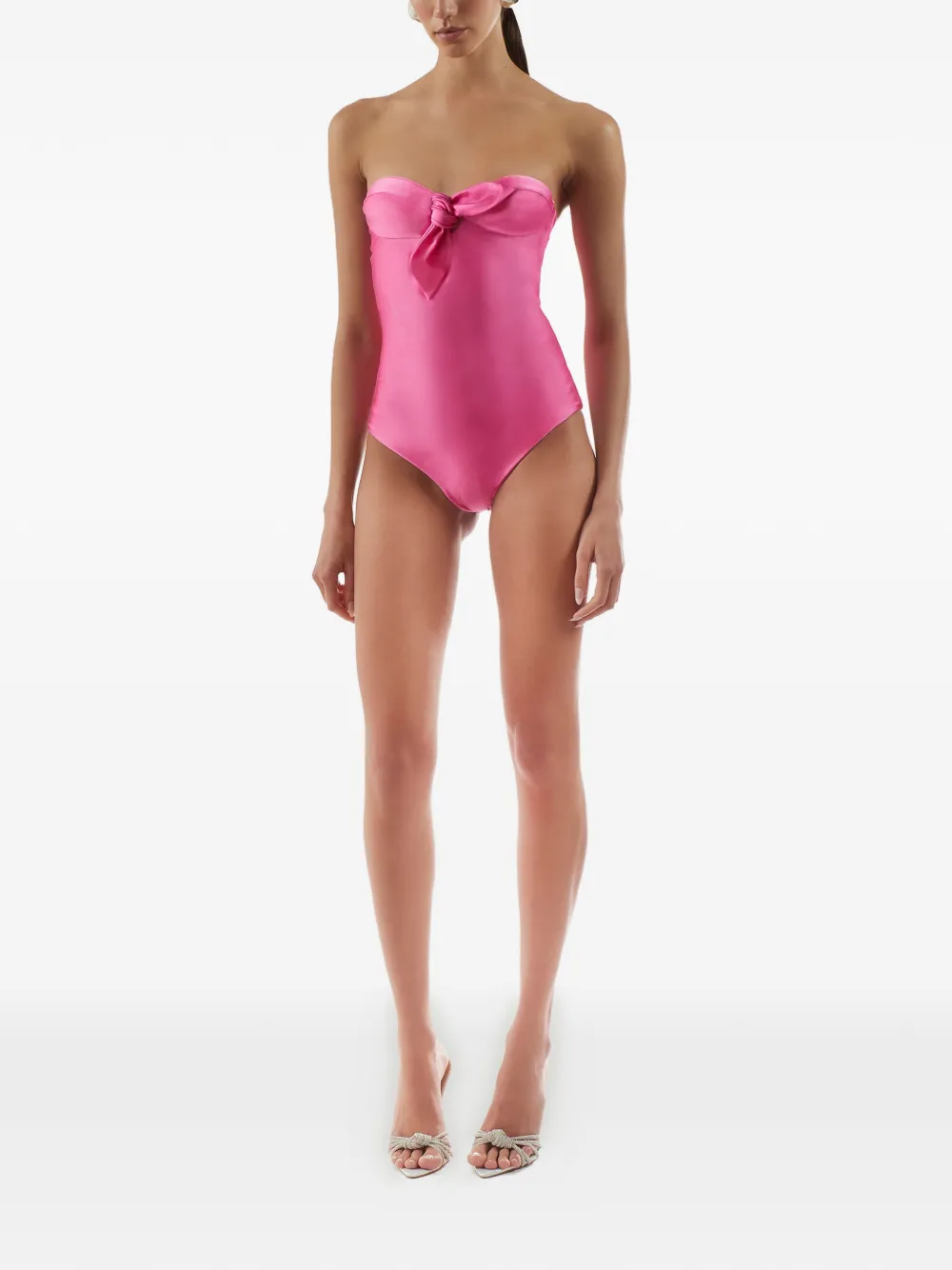 Taller Marmo Alligator badpak met geknoopt detail Roze