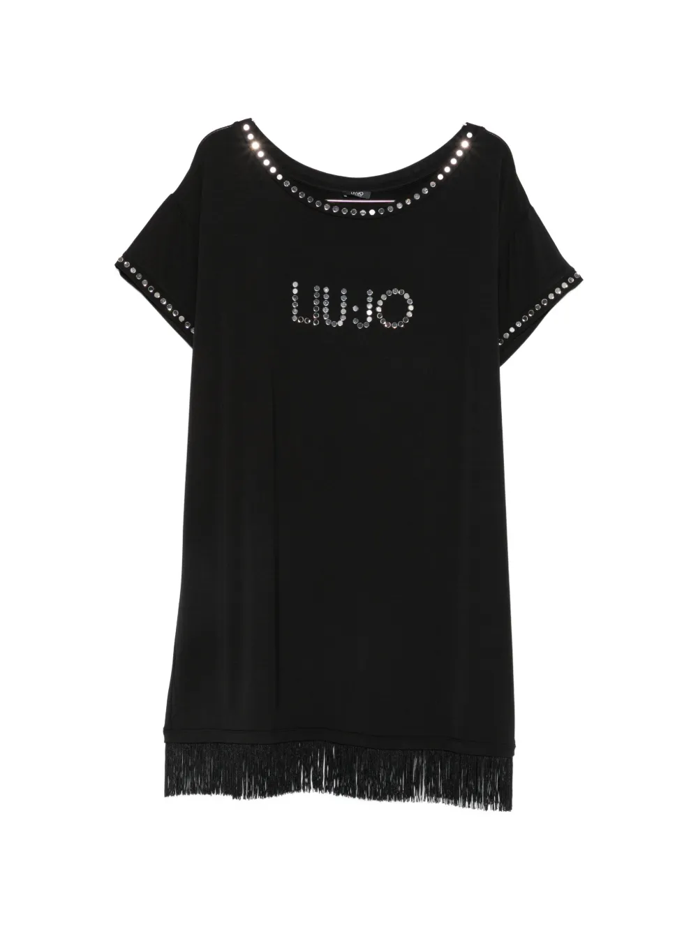 LIU JO stud-embellished fringe-trim dress - Schwarz