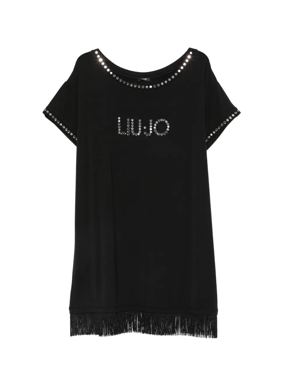 LIU JO stud-embellished fringe-trim dress - Nero