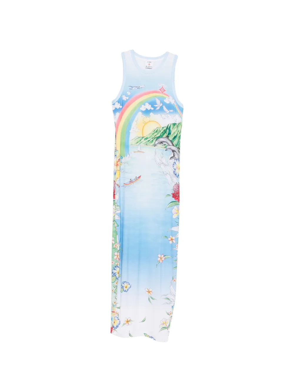 Casablanca Aloha graphic-print sleeveless dress - Blu