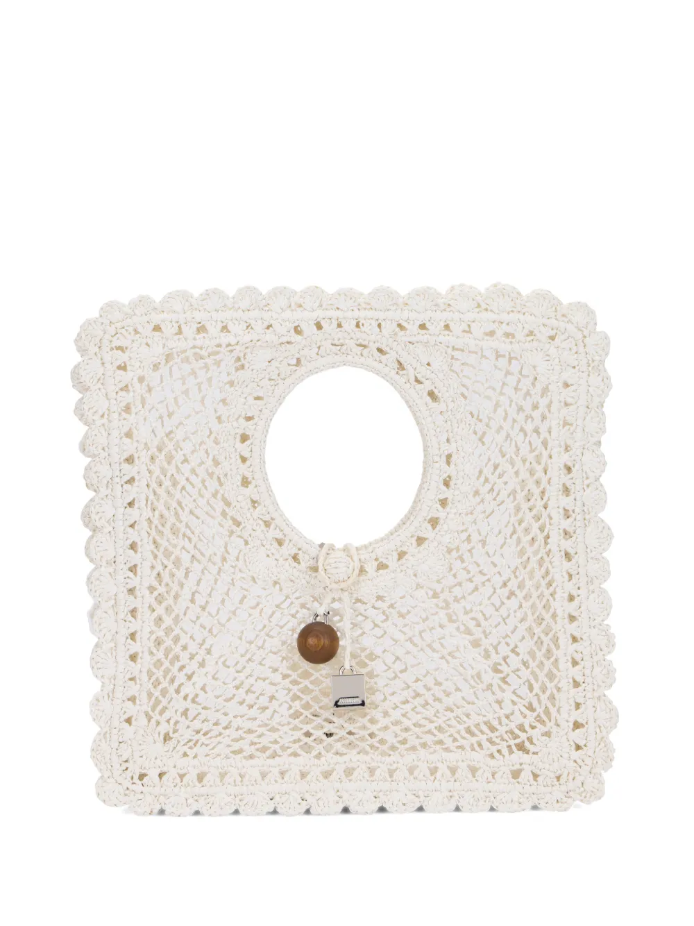 Jacquemus Le Carré crochet-knit beach bag - Nude