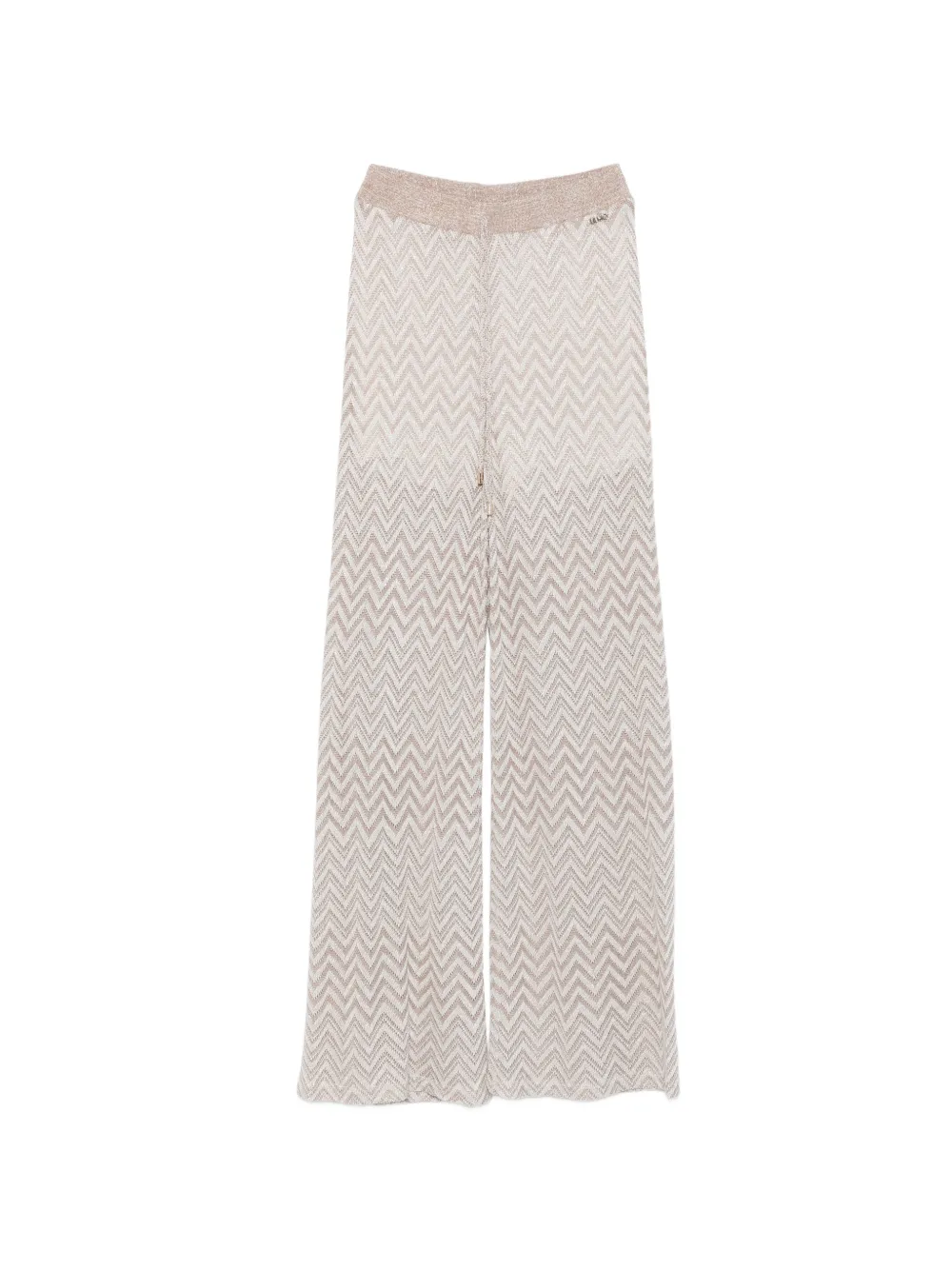 LIU JO zigzag-knit wide-leg palazzo pants - Nude