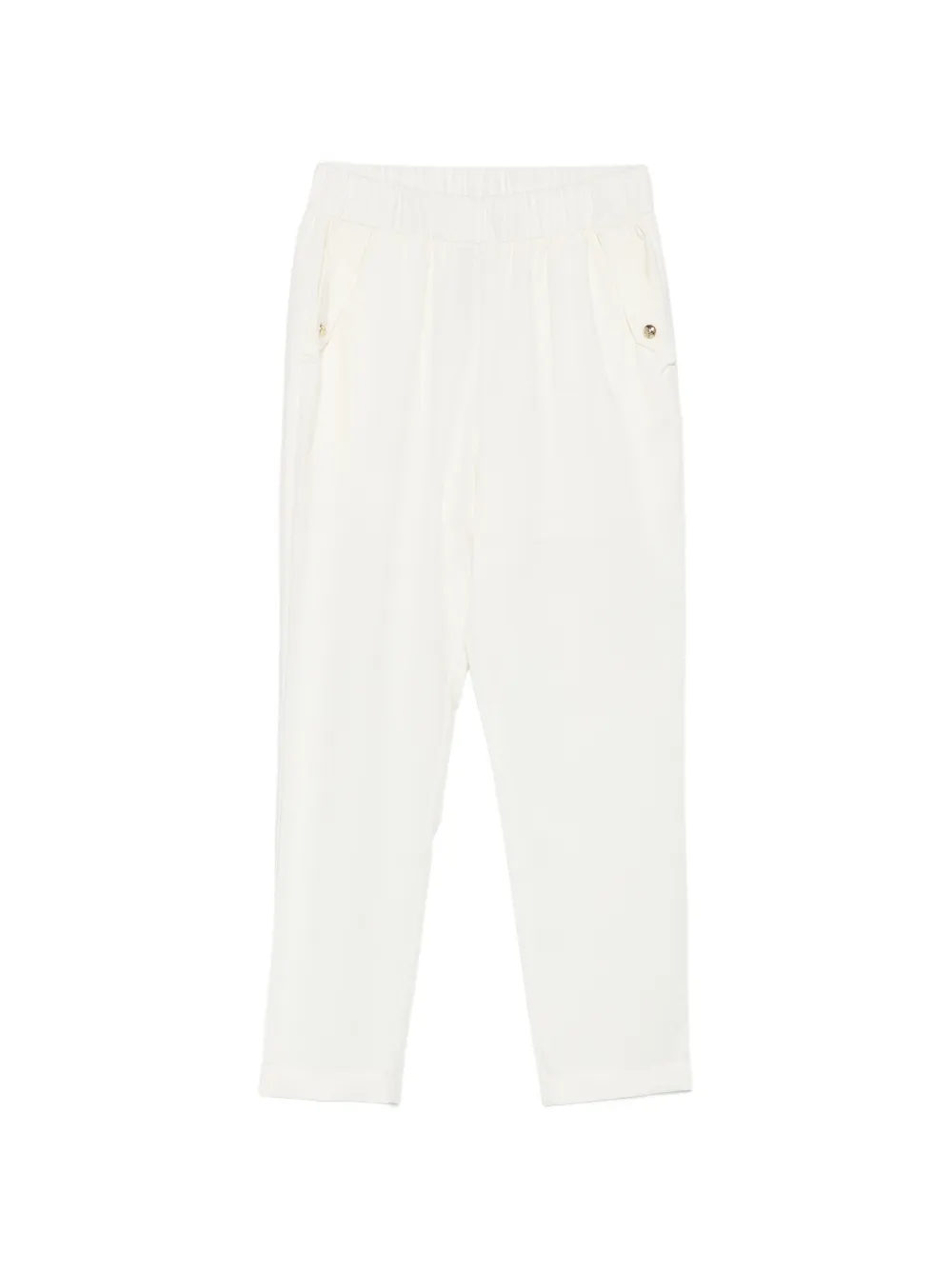 LIU JO elasticated-waistband button-detail trousers - Nude