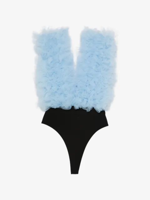 Alchemy ruffled tulle-panel bodysuit