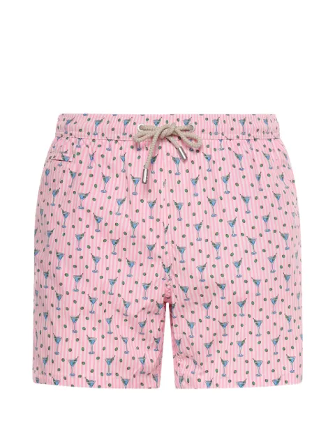 MC2 Saint Barth cocktail-print striped swim shorts
