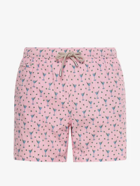 MC2 Saint Barth Lighting Micro cocktail-print striped swim shorts