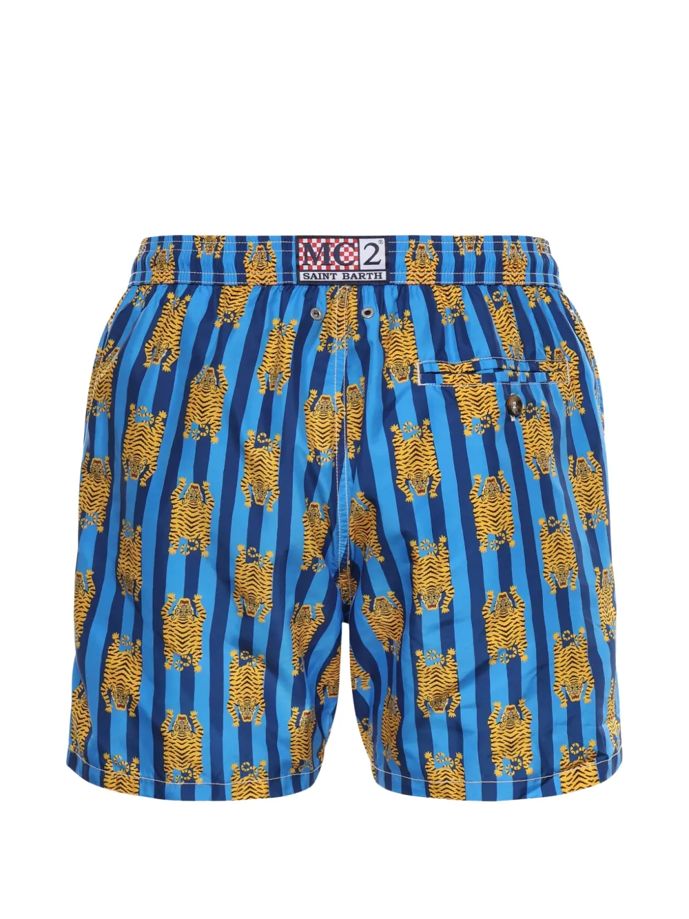 MC2 Saint Barth Gestreepte zwembroek met tijger-print Blauw
