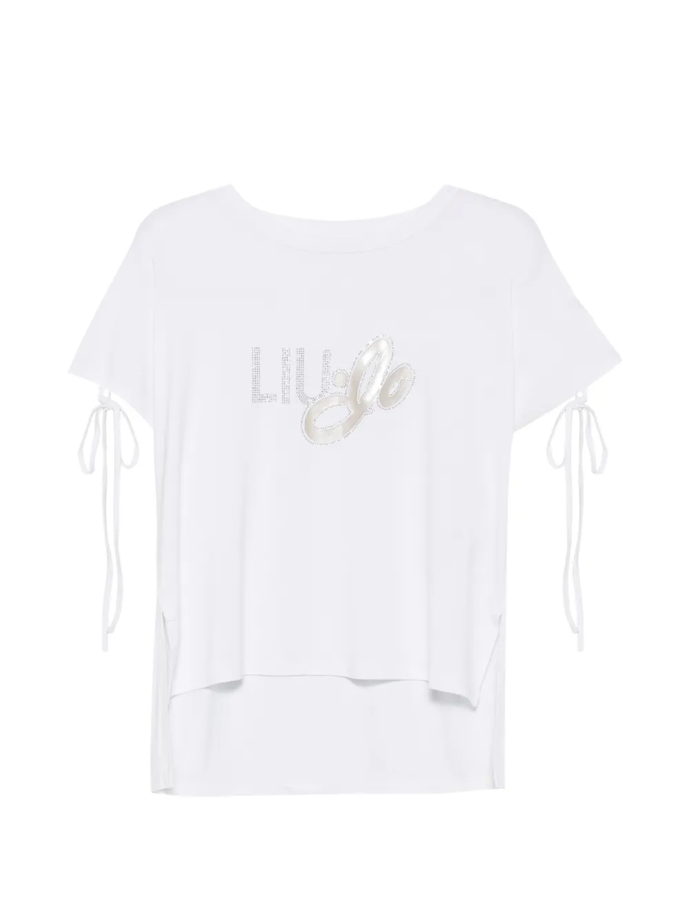 LIU JO logo-embellished drawstring-sleeve T-shirt - Weiß