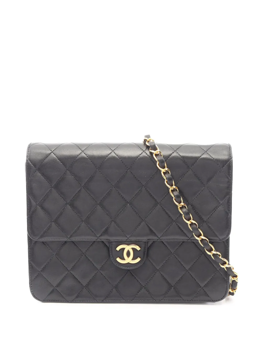 CHANEL Pre-Owned Borsa a spalla CC media in pelle di agnello trapuntata con battente 1994-1996 - Nero