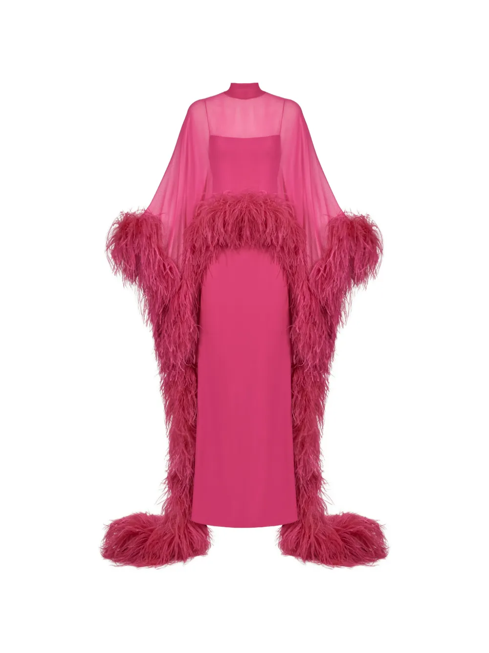 Taller Marmo feather-trim cape dress - Rosa
