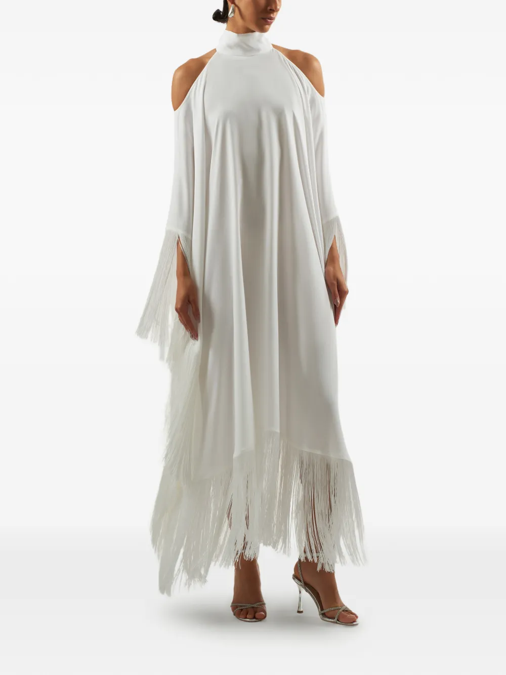 Taller Marmo Divina fringe-trimmed kaftan dress - Bianco