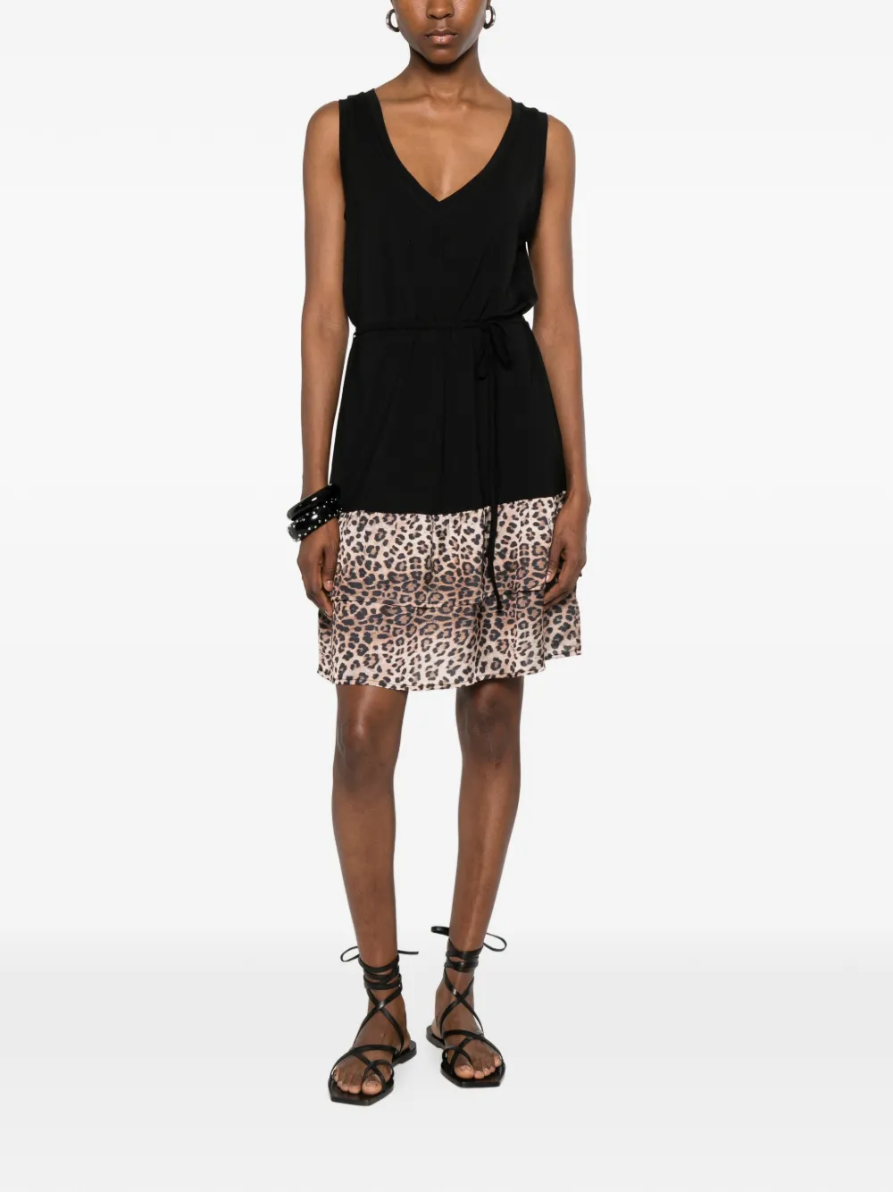 LIU JO Flared jurk met dieren-print Zwart