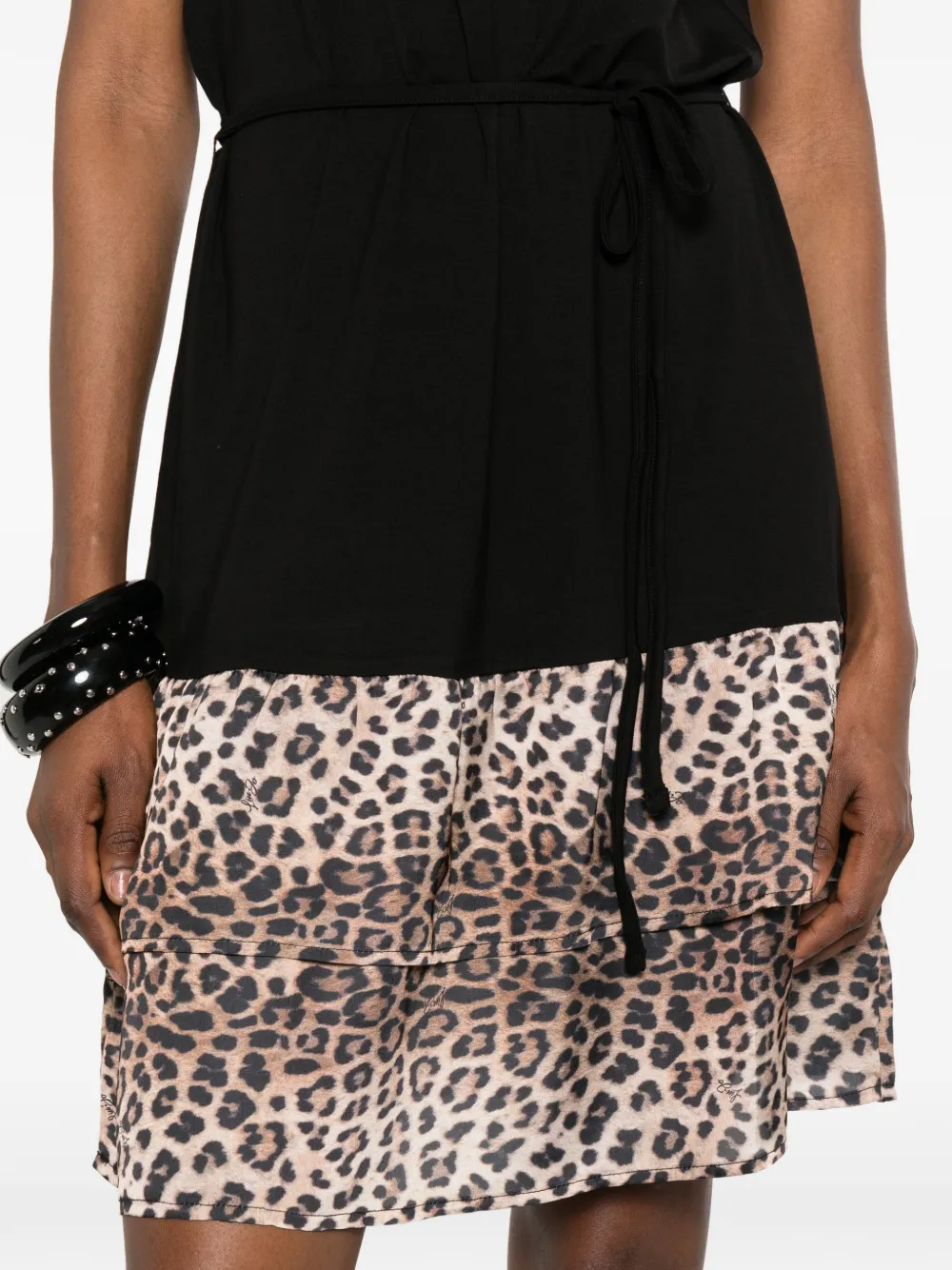 LIU JO Flared jurk met dieren-print Zwart