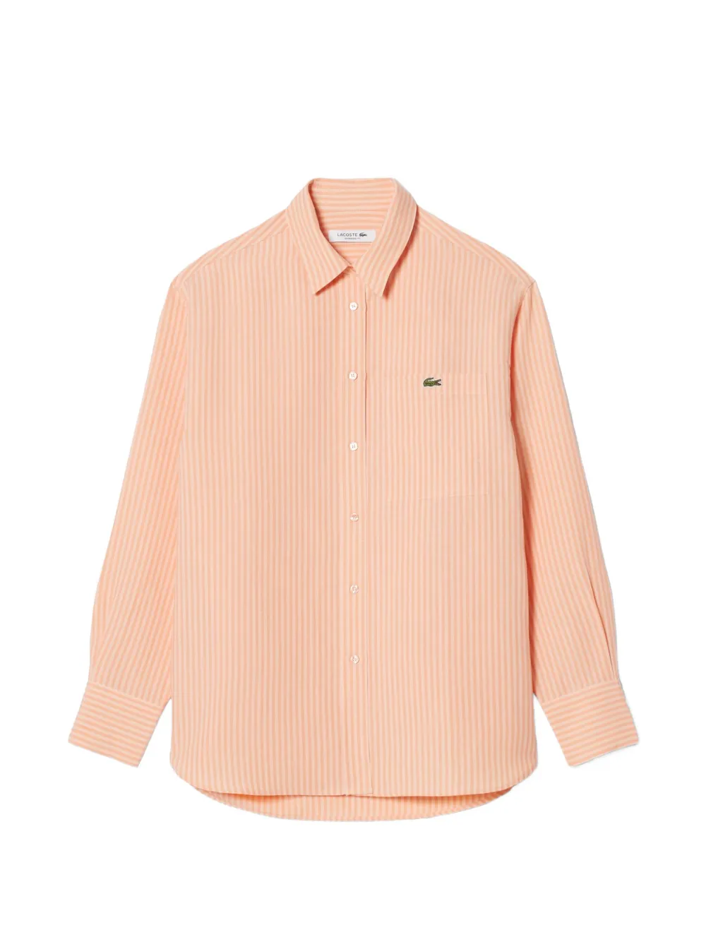 Lacoste striped logo-patch shirt - Arancione