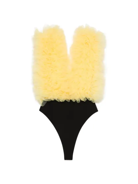 Alchemy ruffled tulle-panel bodysuit