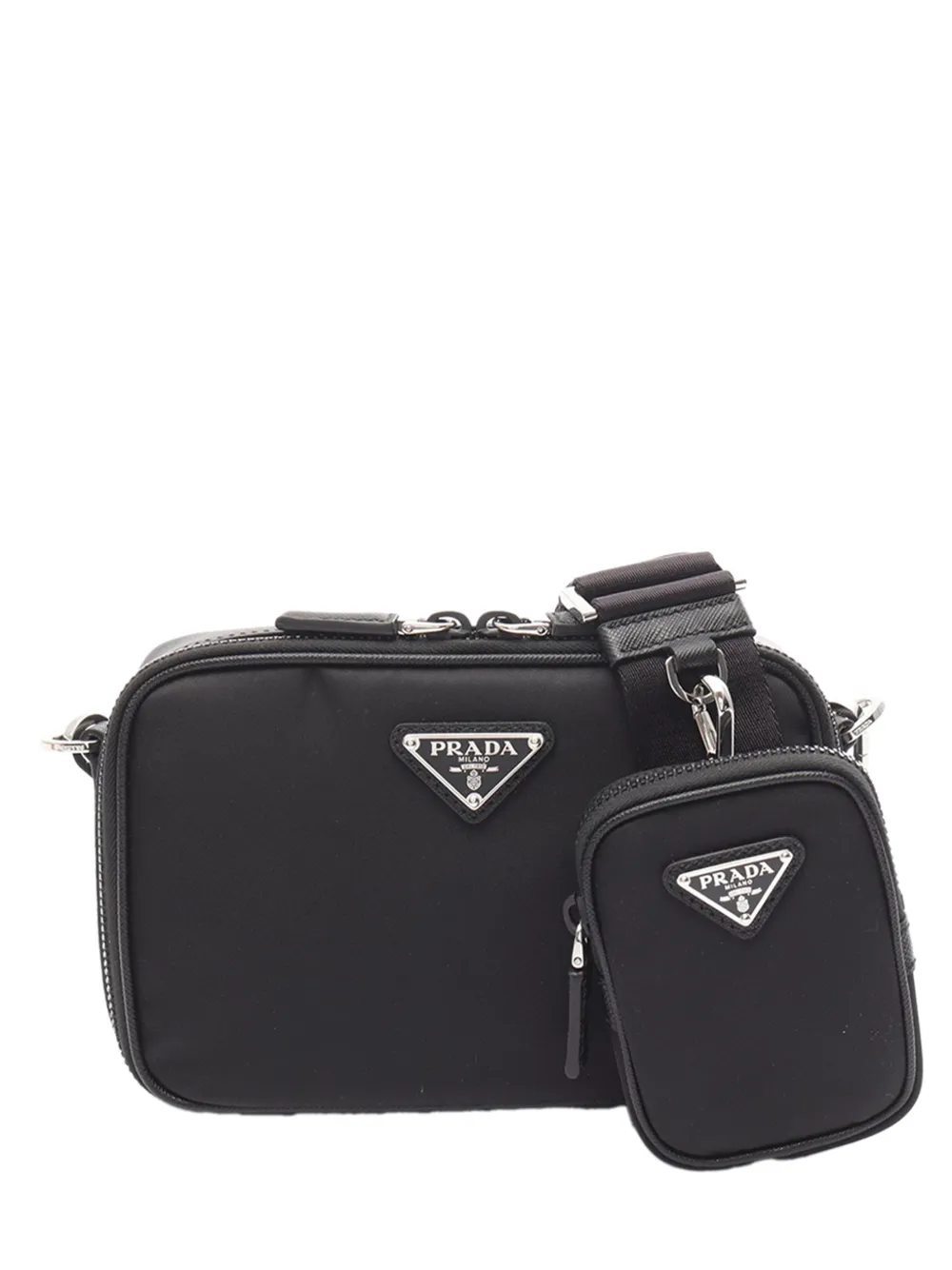 Prada Pre-Owned 2013-2026 Re Nylon and Saffiano Brique crossbody bag - Nero