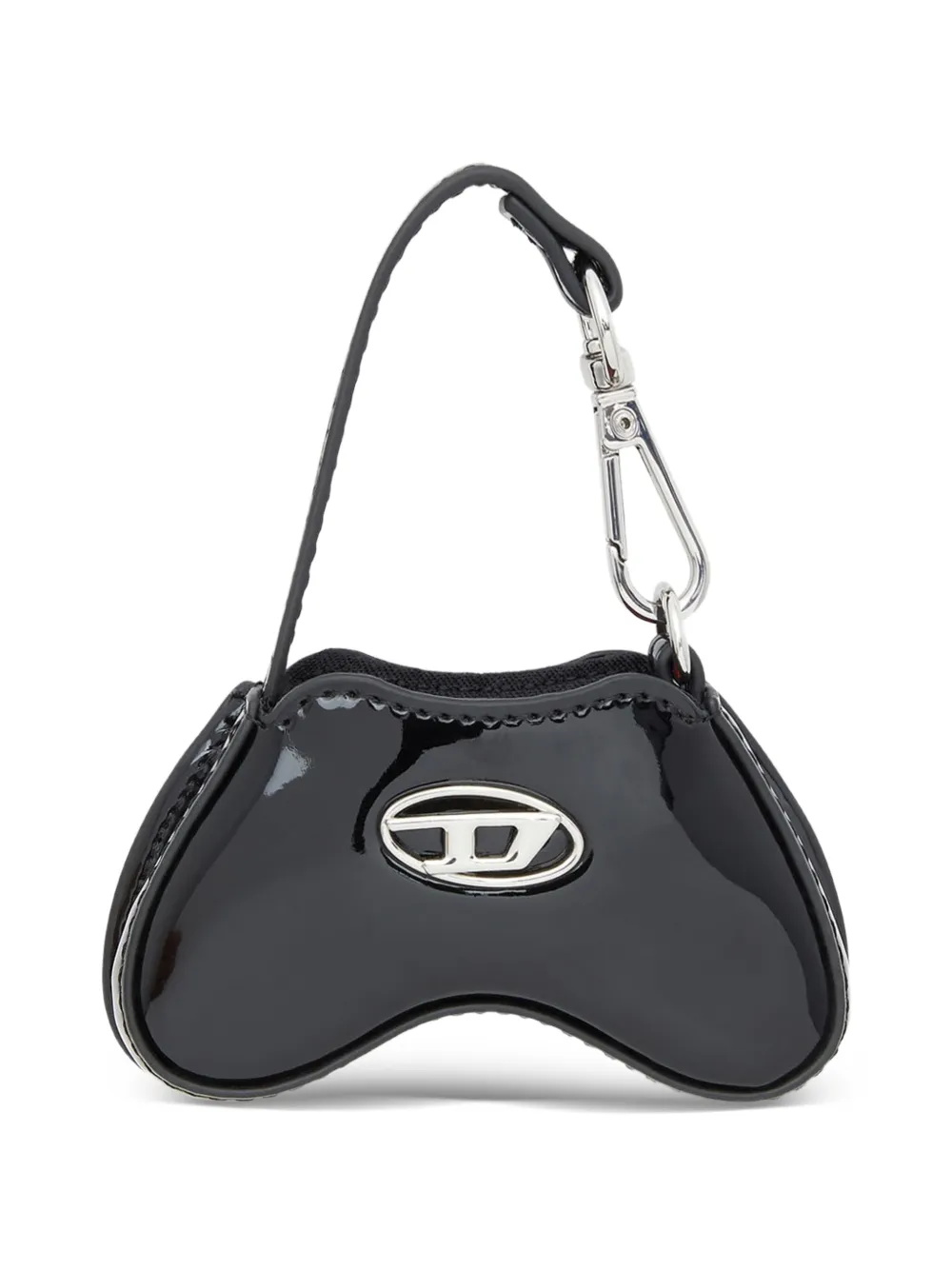 Diesel Play Oval-d Bag Charm In Black